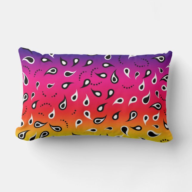 Coussin Rectangle Paisley Rainbow (Recto)