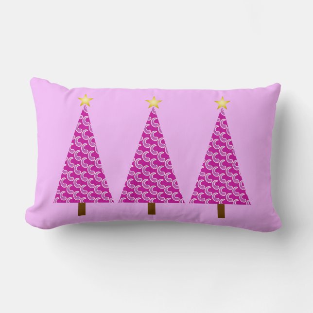 Coussin Rectangle Paisley violet arbres de Noël modernes (Recto)