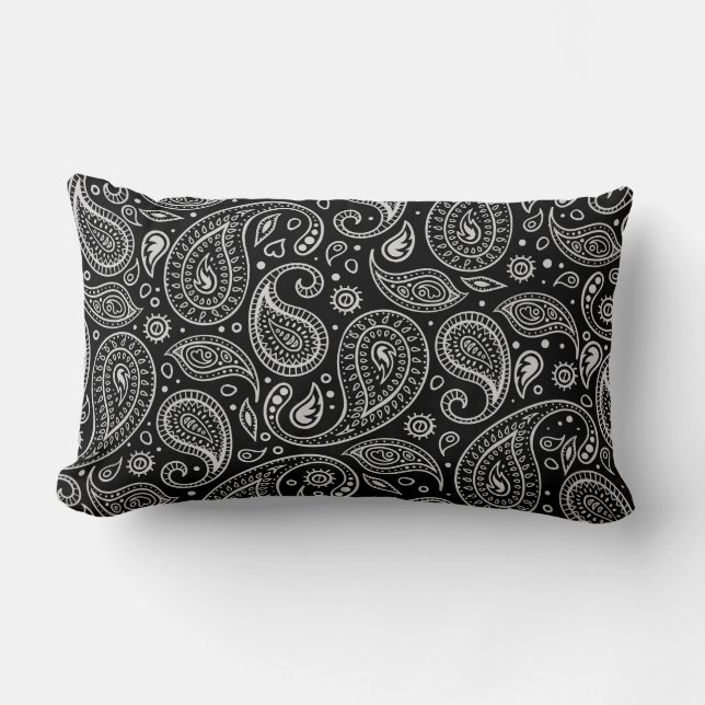 Coussin Rectangle Paisson simple noir et blanc Imprimer (Recto)