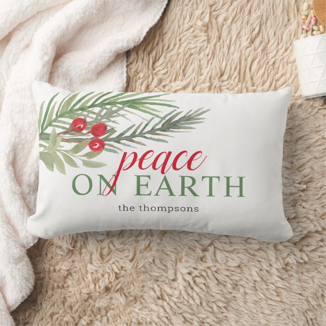 Coussin Rectangle Paix sur Terre Guirlande de Noël festive (Couverture)