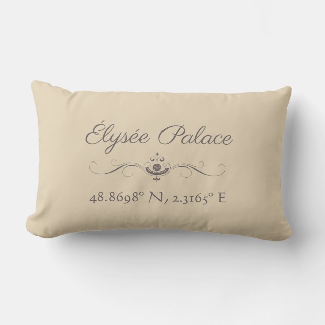 Coussin Rectangle Palais de l'Élysée Latitude Longitude (Recto)