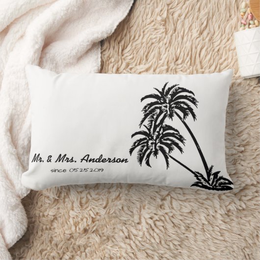 Coussin Rectangle Palm Trees Love Tropical Mariage Personnalisé (Couverture)