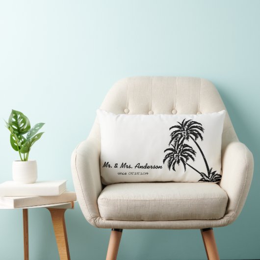 Coussin Rectangle Palm Trees Love Tropical Mariage Personnalisé (Chaise)