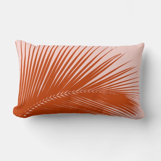 Coussin Rectangle Palmette - rose de corail et de coquille (Recto)