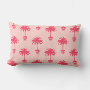 Coussin Rectangle Palmier pointillé dans les tons rose corail