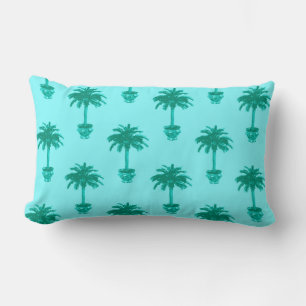 Coussin Rectangle Palmier pointu en Turquoise et Aqua