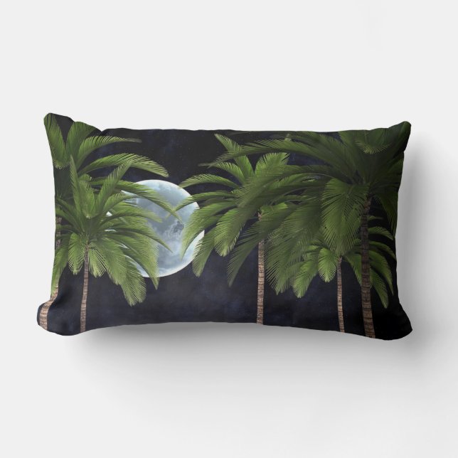 Coussin Rectangle Palmiers contre la lune (Recto)