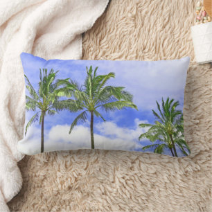 COUSSIN RECTANGLE "PALMIERS CONTRE LE CIEL BLEU & NUAGES BLANCS"