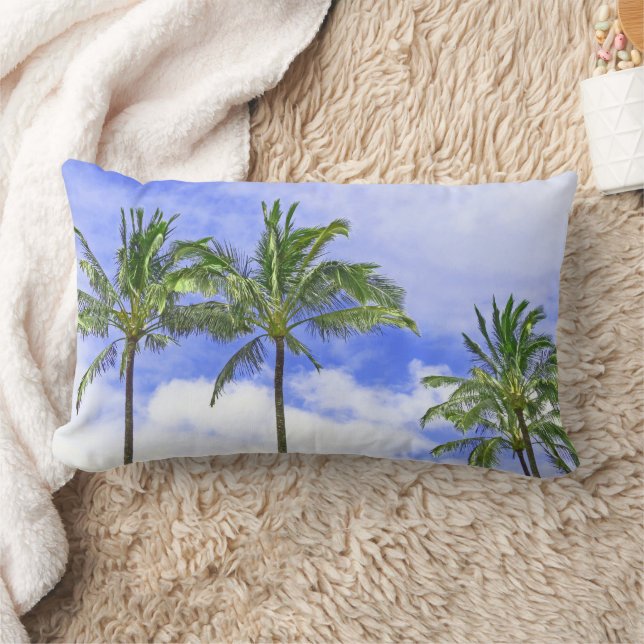 COUSSIN RECTANGLE "PALMIERS CONTRE LE CIEL BLEU & NUAGES BLANCS" (Couverture)
