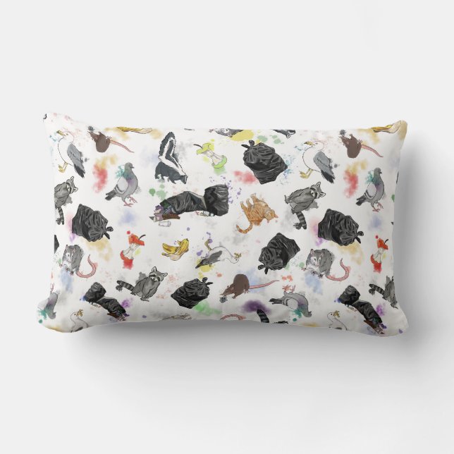 Coussin Rectangle Panda et amis des ordures (Recto)
