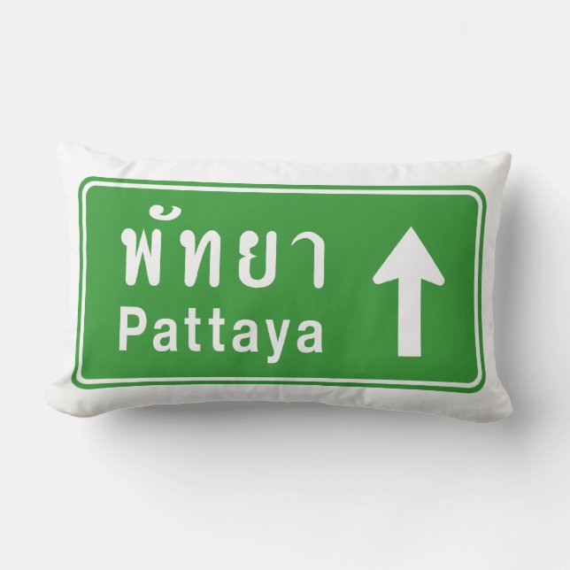 Coussin Rectangle Panneau de signalisation routière Pattaya ⚠ Thaïla (Recto)
