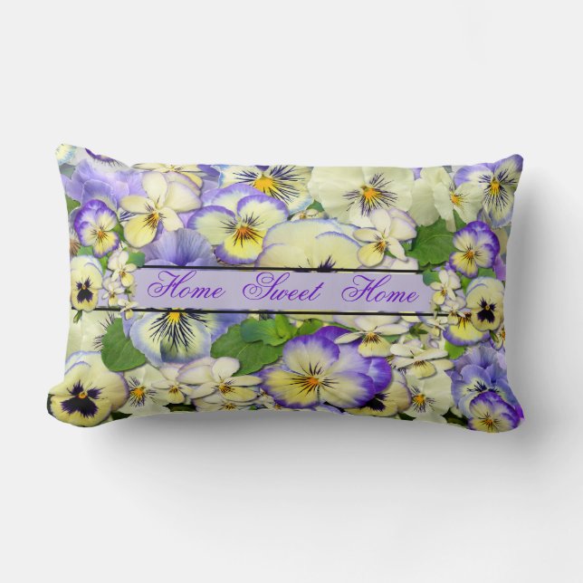 Coussin Rectangle Pansies de Pastel (Recto)