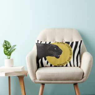 Coussin Rectangle Panther noire par Toshi Yoshida Wood