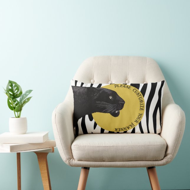 Coussin Rectangle Panther noire par Toshi Yoshida Wood (Chaise)