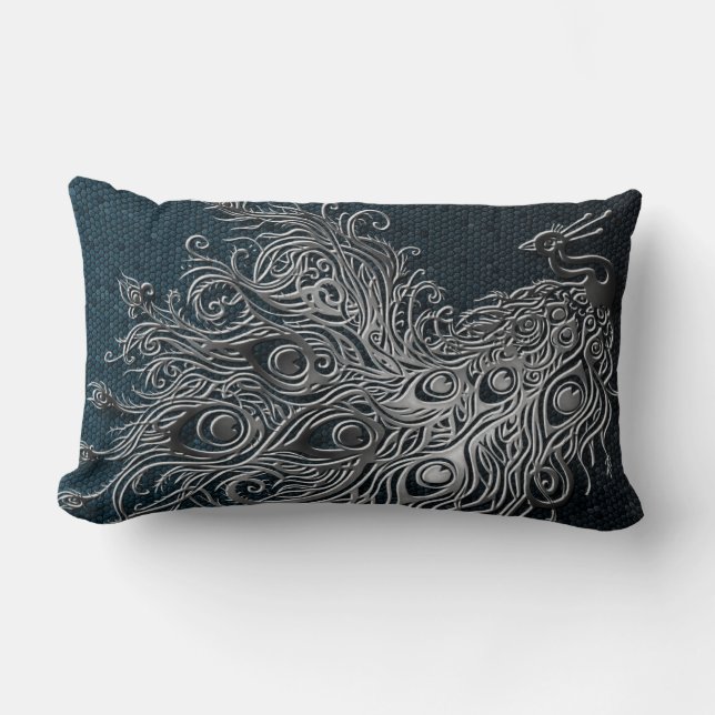 Coussin Rectangle Paon (Recto)