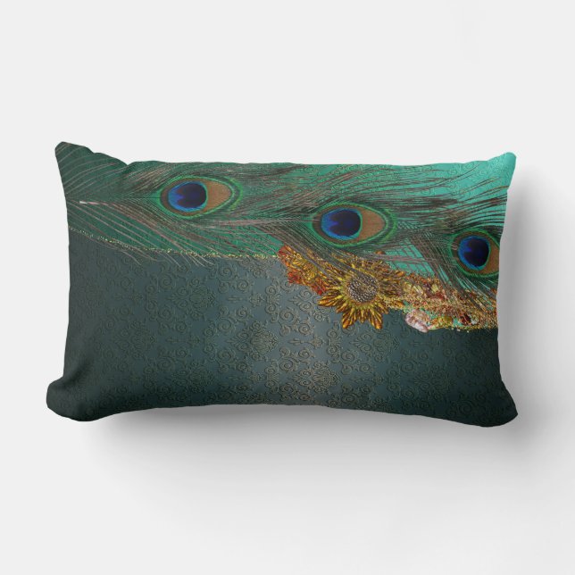 Coussin Rectangle Paon Bling (Recto)