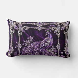 Coussin Rectangle Paon de cristal violet de luxe