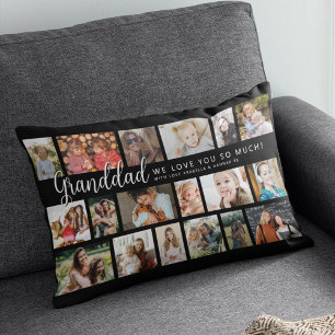 Coussin Rectangle Papé Mamie personnalisé 18 photos en collage