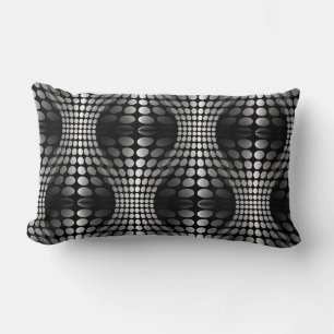 Coussin Rectangle Papier peint Vagues pointillé noir et blanc