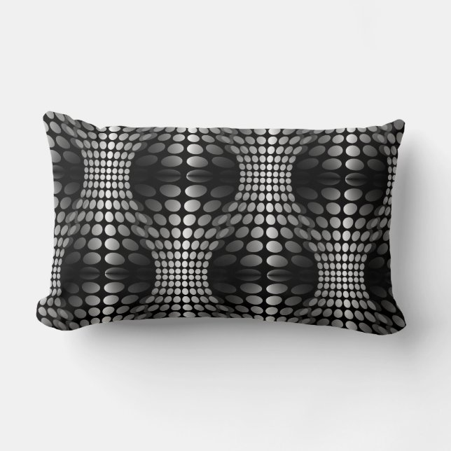 Coussin Rectangle Papier peint Vagues pointillé noir et blanc (Recto)