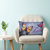 Coussin Rectangle Papillon Aimer Purple Pink Jeu Décoratif (Chaise)