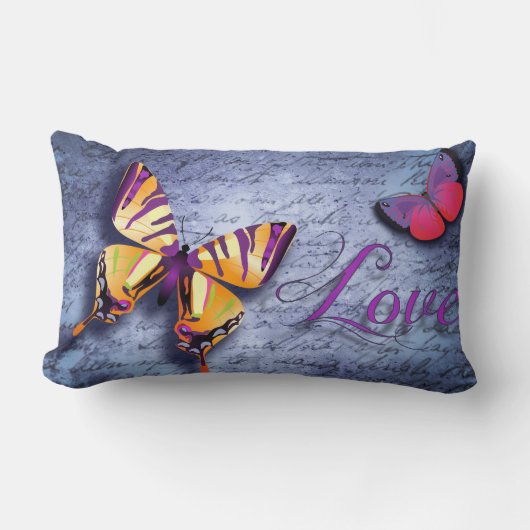 Coussin Rectangle Papillon Aimer Purple Pink Jeu Décoratif (Recto)