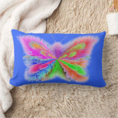 Coussin Rectangle Papillon artistique 2 faces bleu et orange (Couverture)