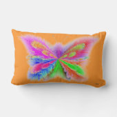 Coussin Rectangle Papillon artistique 2 faces bleu et orange (Verso)