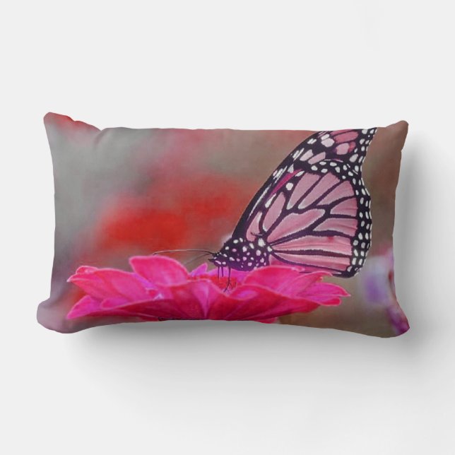 Coussin Rectangle Papillon assez rose sur le pillowP rose de jet de (Recto)