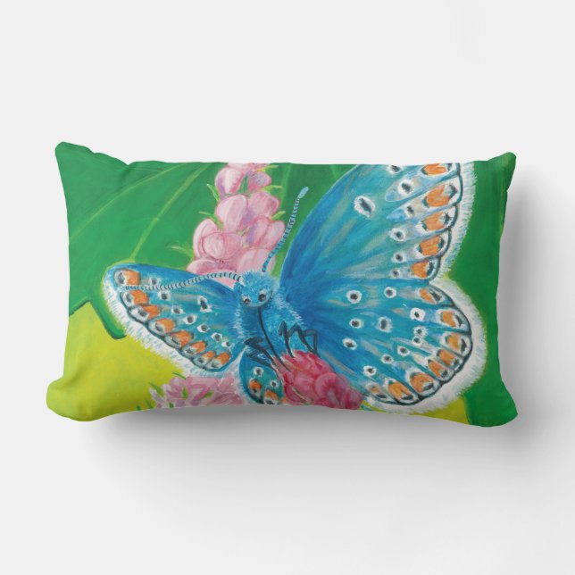 Coussin Rectangle Papillon bleu de Chapmans (thersites en polyommatu (Recto)