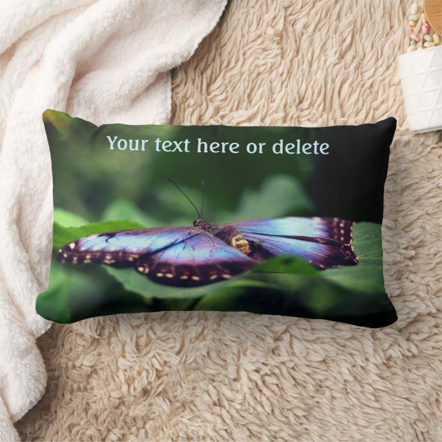 Coussin Rectangle Papillon Bleu de la Nature Personnalisé (Couverture)