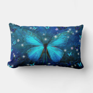 Coussin Rectangle Papillon bleu élégant