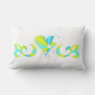 Coussin Rectangle Papillon Coeur et Lily Rainbowart