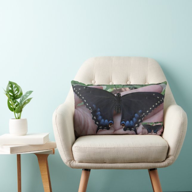Coussin Rectangle Papillon noir à queue noire #1 (Chaise)