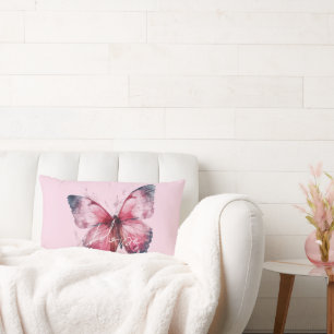 Coussin Rectangle Papillon Rose Espoir Inspirationnel