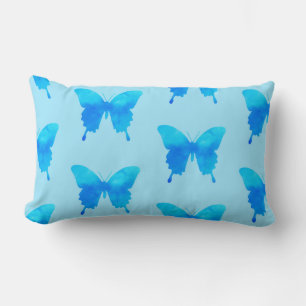 Coussin Rectangle Papillons d'aquarelle - Nuances de bleu ciel