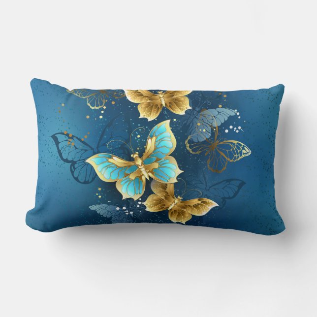Coussin Rectangle Papillons dorés (Recto)