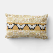 Coussin Rectangle Papillons noirs & blancs & Faux Gold Flowers (Verso)