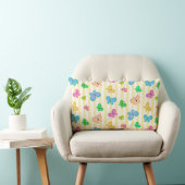 Coussin Rectangle Papillons pastel quilty sur rayure jaune blanc (Chaise)