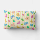 Coussin Rectangle Papillons pastel quilty sur rayure jaune blanc (Recto)