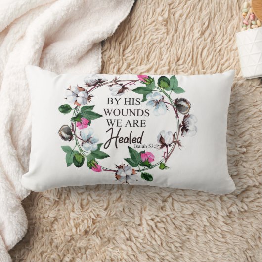 Coussin Rectangle Par ses blessures nous sommes guéris 53:5 d'Isaïe (Couverture)
