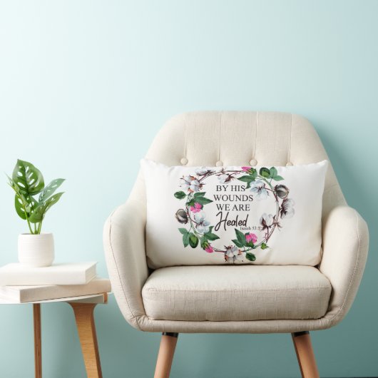 Coussin Rectangle Par ses blessures nous sommes guéris 53:5 d'Isaïe (Chaise)