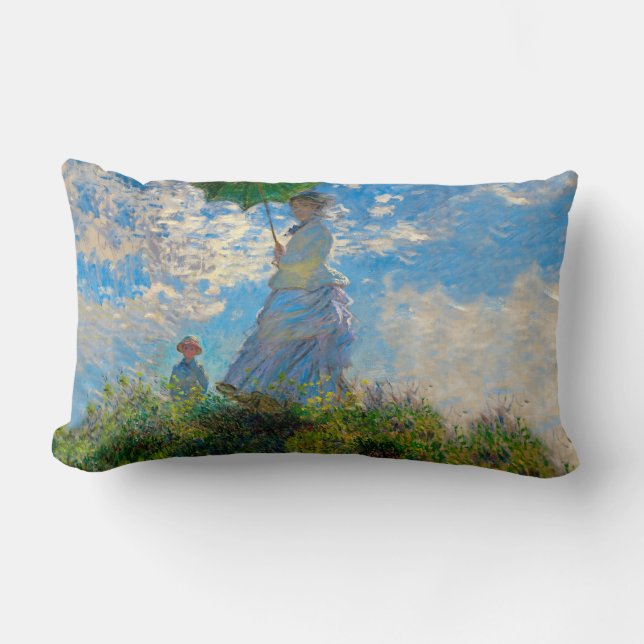Coussin Rectangle Parasol Monet Femme Impressionnisme (Recto)