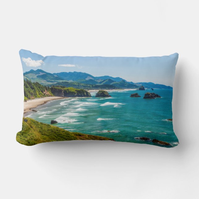Coussin Rectangle Parc d'État Ecola, Oregon. Panorama du Croissant (Recto)