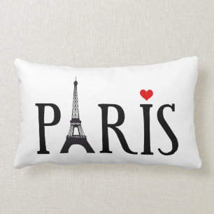 Coussin Rectangle Paris avec Tour Eiffel et le coeur rouge