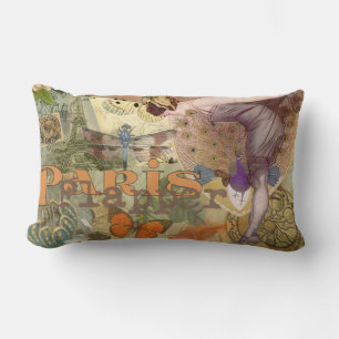 Coussin Rectangle Paris Flapper Art Déco Peacock Vintage