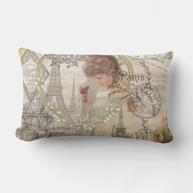 Coussin Rectangle Paris France Jolie Fille Douce Tour Eiffel (Recto)