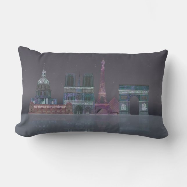 Coussin Rectangle Paris Skyline Réflexions nocturnes (Recto)