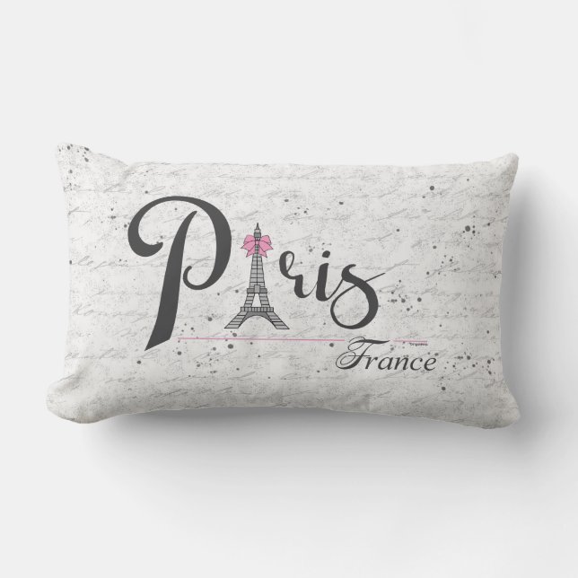 Coussin Rectangle Paris Tour Eiffel French élégant Lumbar Pill (Recto)