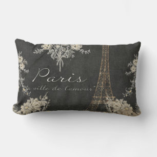 Coussin Rectangle Paris Ville de l'Amour Tour Eiffel Chalboard Flora